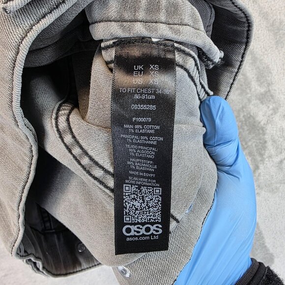 ASOS Jacket Mens Size XS Gray Denim Trucker Jean Button Front Pockets Casual - Picture 9 of 11